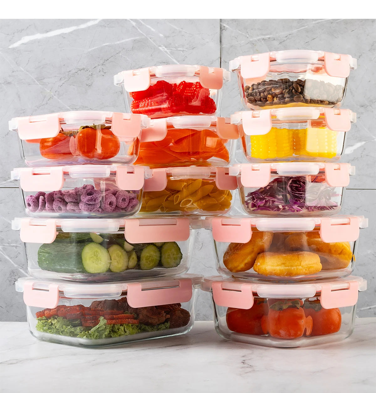 16-Piece Glass Food Storage Containers Set, Leakproof Airtight BPA-Free, Microwave & Oven Safe, Stackable Kitchen Organizers wit