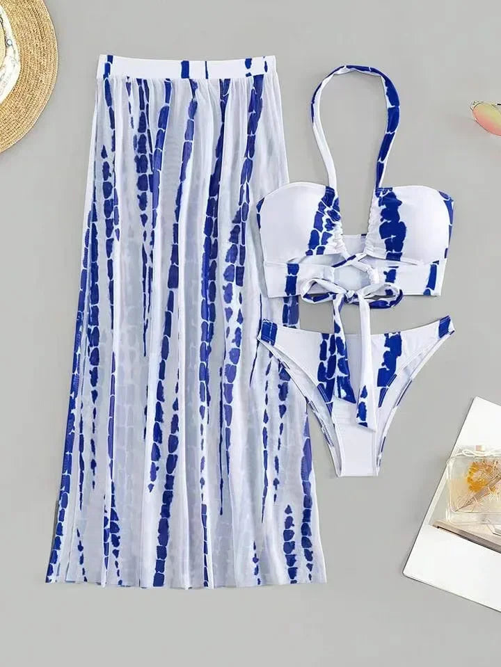 New Hot Sale Of The Season Women's Bikini Swimsuit Three-Piece Set Printed Separate Design Swimming Costume Female Fashionable B