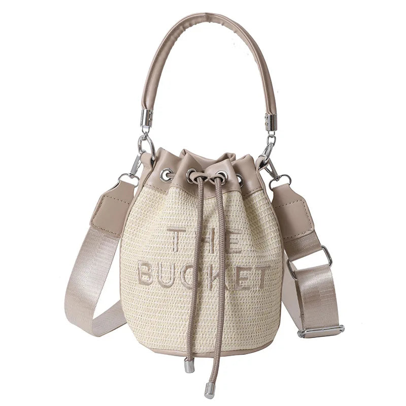 New Fashion Women's Bucket Bag Trend Brand Straw Shoulder Bag High Quality Casual Elegant Crossbody Bag Designer Luxury Handbag