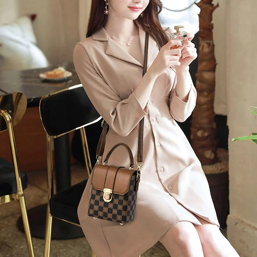 Wide Strap Rhombic Small Square Bag Bucket Bag Shoulder Bag Phone Bag for Women Girls