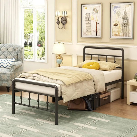 Bed Frames with Headboard and Footboard, Heavy Duty Platform Bed, Metal Slats Support Mattress Foundation, No Box Spring Needed,