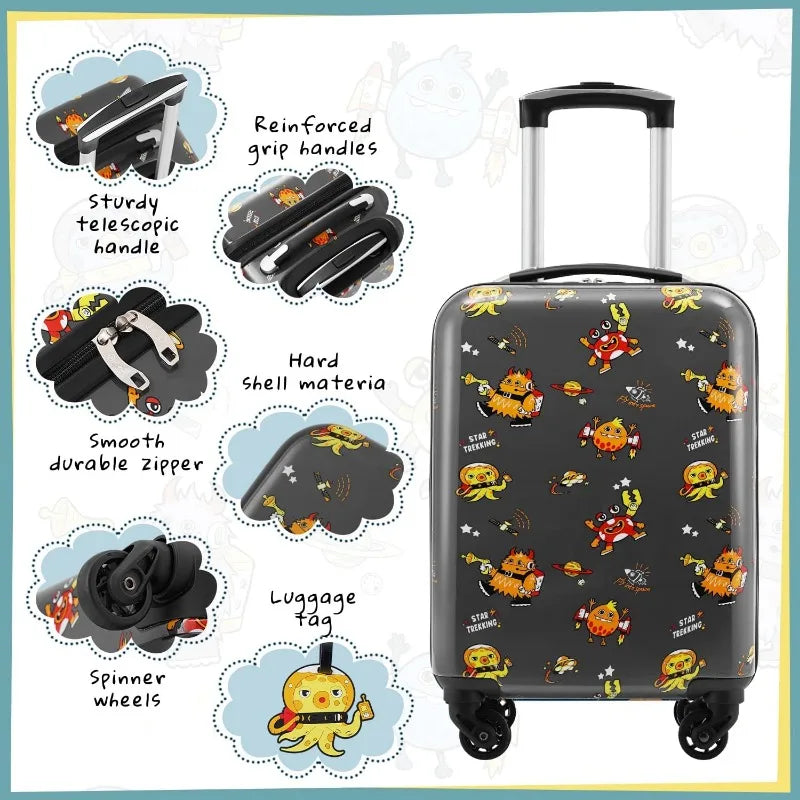 Kid’s Luggage Set 5 Piece Suitcase Set 16’’ Carry on Hardside Spinner Toddler Luggage Travel Rolling Luggage Girls Boys