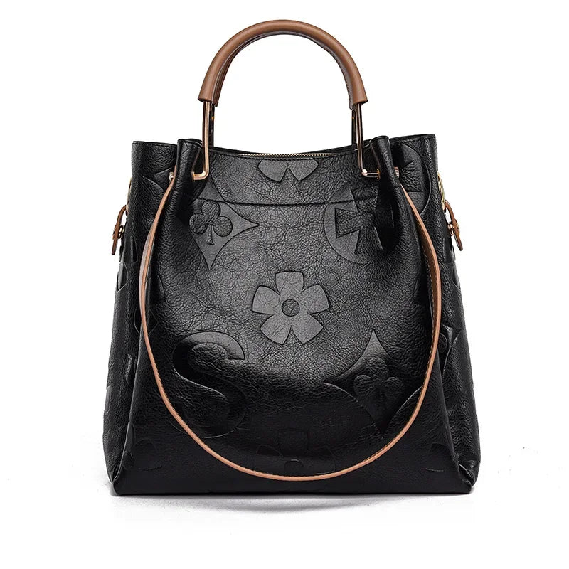 New Bag: Bucket Bag, Fashionable Texture, Embossed Women's Handbag, Large Capacity Mother and Child Bucket Bag, Mommy Bag