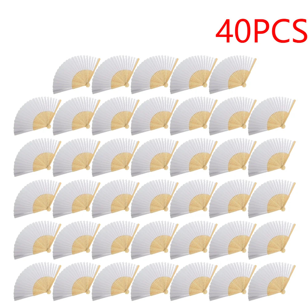 Foldable Bamboo Fans, 50-1pcs Eastern Style Handheld Fan Japanese Chinese Fan for DIY Decoration Wedding Dancing Party Favors