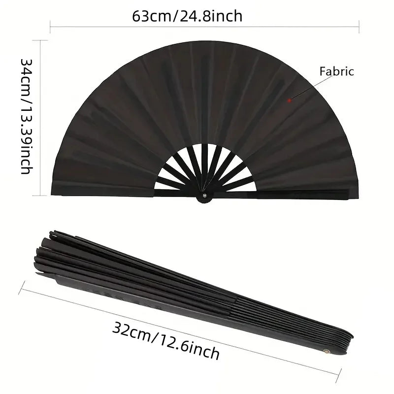 Large Kung Fu Sound Fan Plastic Bone Martial Arts Performance Elegant Hand Folding Stage Fan Opera Magic Props Summer Cool Fans