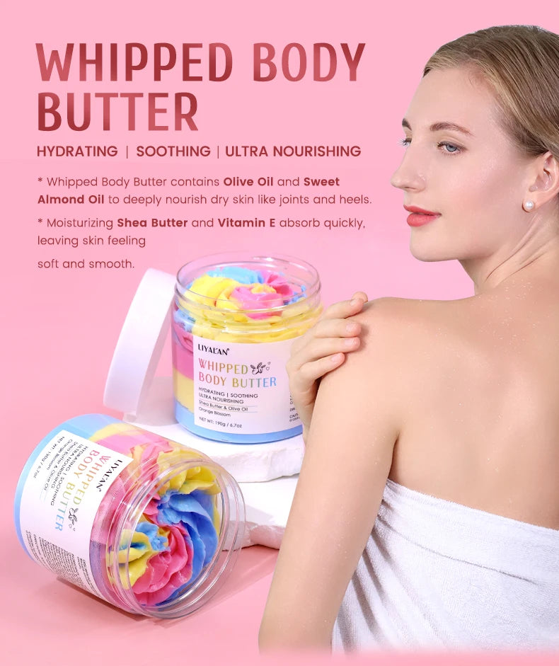 190g Rainbow Whipped Body Butter Skin Brighten Nourishing Hydrating Vegan Shea Butter Olive Oil Moisturizing Smooth Skin Dryness