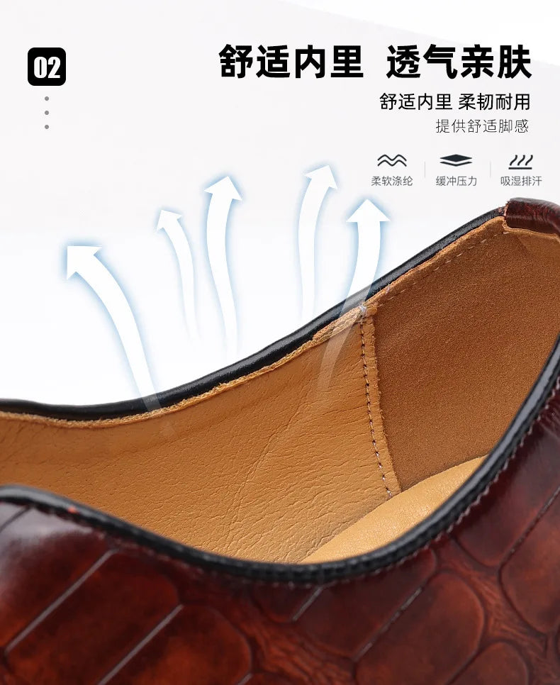 Szie 48 Business Men's Shoes Casual PU Leather Shoes for Men Breathable Loafers Comfortable Classic LowCut Embossed Formal Shoes