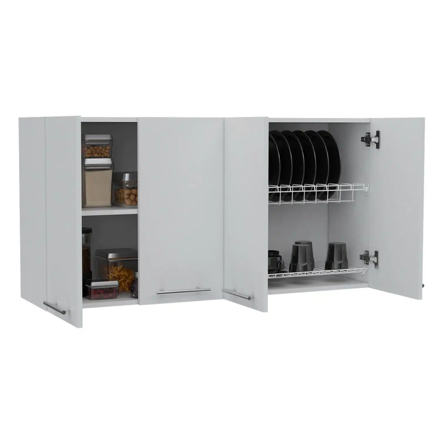 120 Wall Cabinet , Four Doors, Two Cabinets, Two Shelves White