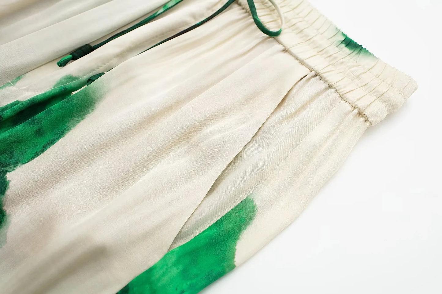 TRAFZA Women Fashion Floral Print Wide Leg Pants Loose Casual High Waist Drawstring Trousers Elegant Woman High Street Pant