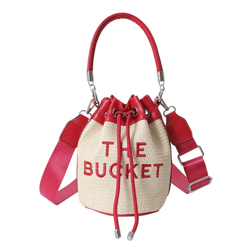 New Fashion Women's Bucket Bag Trend Brand Straw Shoulder Bag High Quality Casual Elegant Crossbody Bag Designer Luxury Handbag