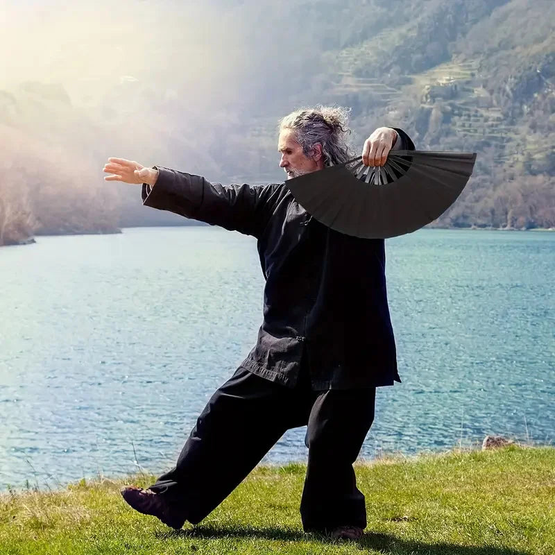 Large Kung Fu Sound Fan Plastic Bone Martial Arts Performance Elegant Hand Folding Stage Fan Opera Magic Props Summer Cool Fans
