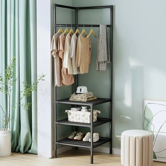Corner Clothes Rack Nightstand Clothe Stand Coat Rack Storage Detachable Item Storage Night Table Organizer Shelf Clothing Racks