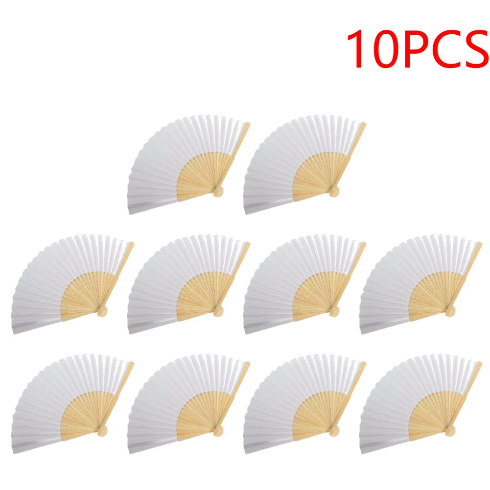 Foldable Bamboo Fans, 50-1pcs Eastern Style Handheld Fan Japanese Chinese Fan for DIY Decoration Wedding Dancing Party Favors