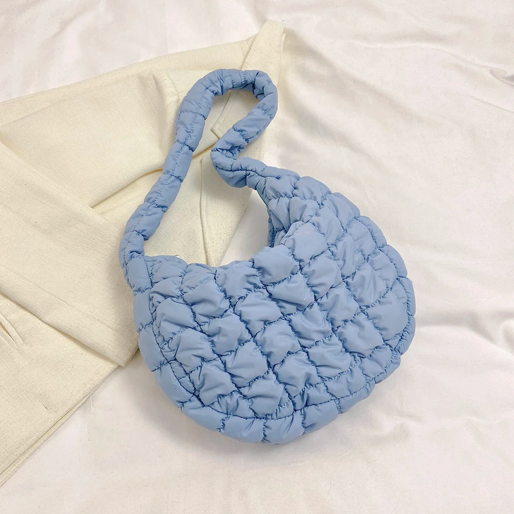 Lattice Pattern Shoulder Crossbody Bags Pleated Bubble Handbags Women Large Capacity Tote Bags Padded Ladies Quilted Shopper Bag