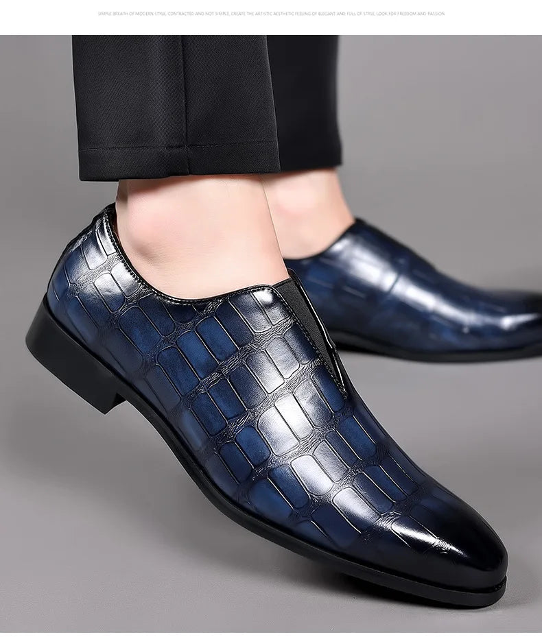 Szie 48 Business Men's Shoes Casual PU Leather Shoes for Men Breathable Loafers Comfortable Classic LowCut Embossed Formal Shoes