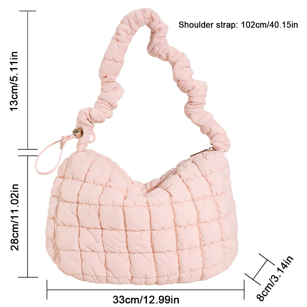 Lattice Pattern Shoulder Crossbody Bags Pleated Bubble Handbags Women Large Capacity Tote Bags Padded Ladies Quilted Shopper Bag
