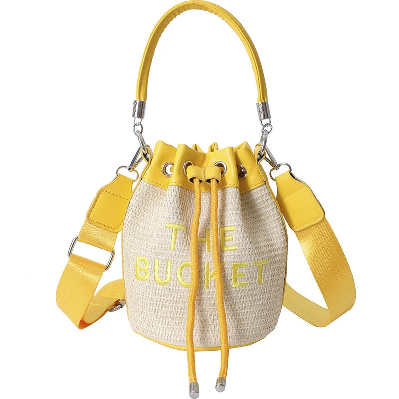 New Fashion Women's Bucket Bag Trend Brand Straw Shoulder Bag High Quality Casual Elegant Crossbody Bag Designer Luxury Handbag