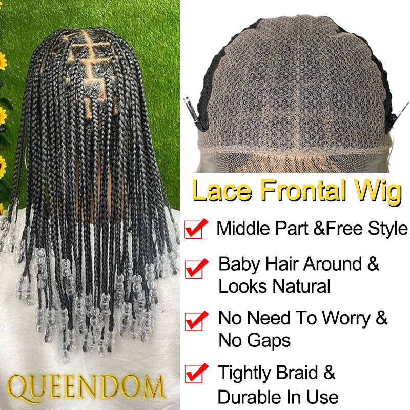 12 Inch Synthetic Silky Dreadlock Wig Thin Cornrow Plait Braids Short Bob Wig for Black Women Lace Frontal Micro Box Braided Wig