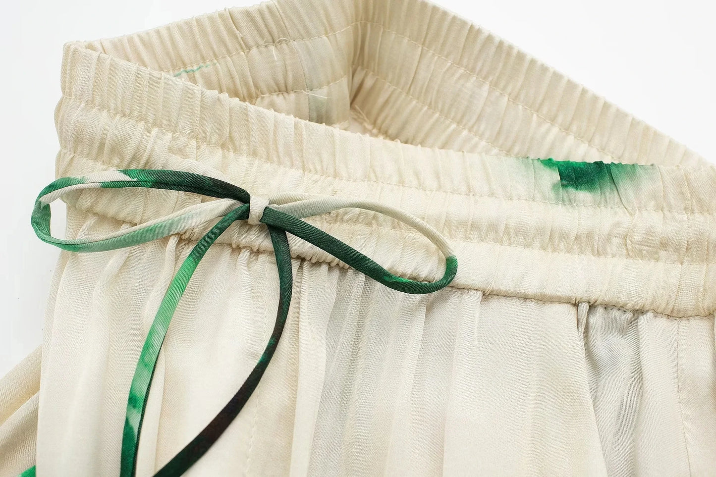 TRAFZA Women Fashion Floral Print Wide Leg Pants Loose Casual High Waist Drawstring Trousers Elegant Woman High Street Pant