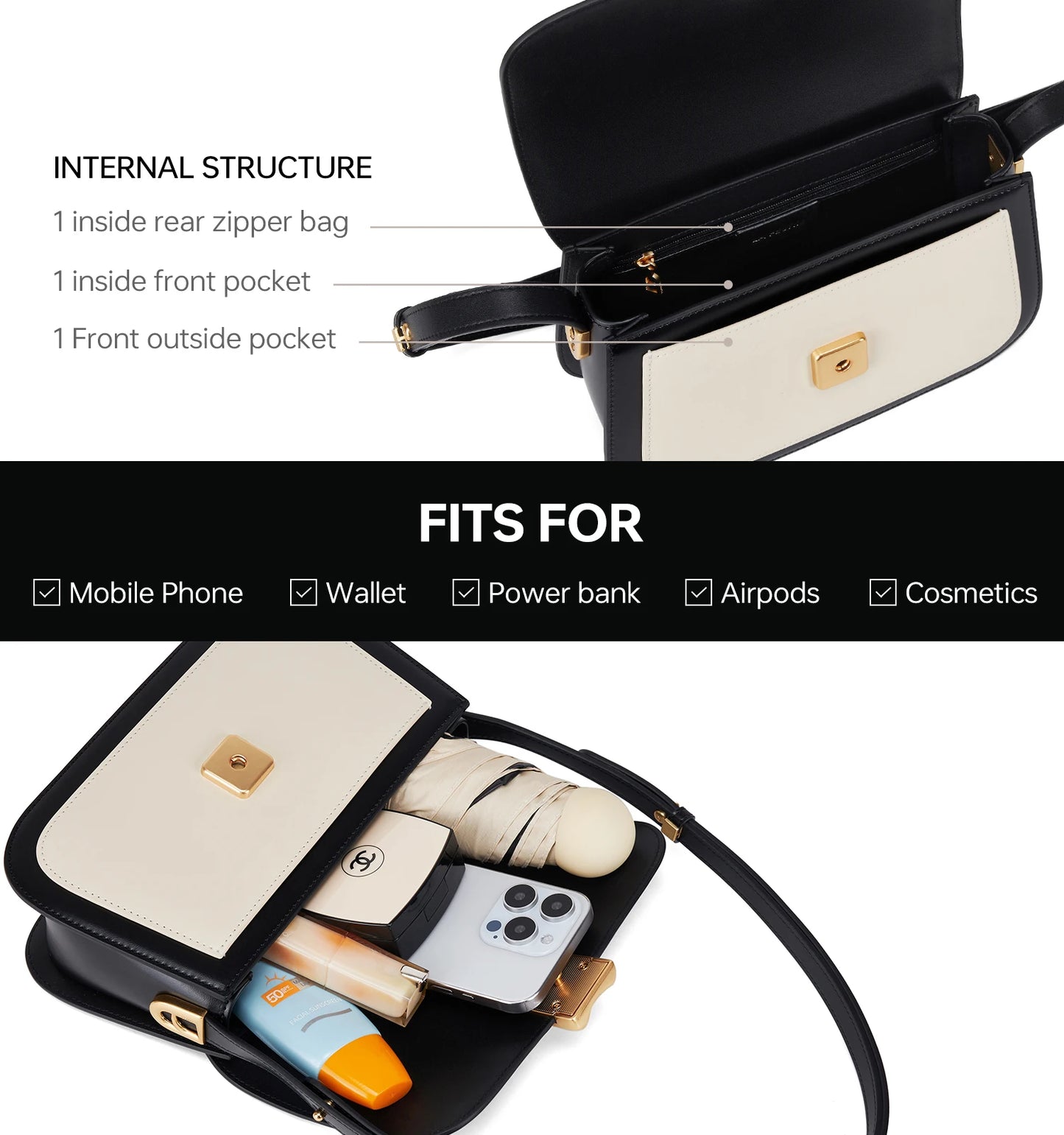 LA FESTIN Women's bag 2024 New Leather Bag Shoulder Crossbody Bag Fashion Designer Small Square Bag free shipping