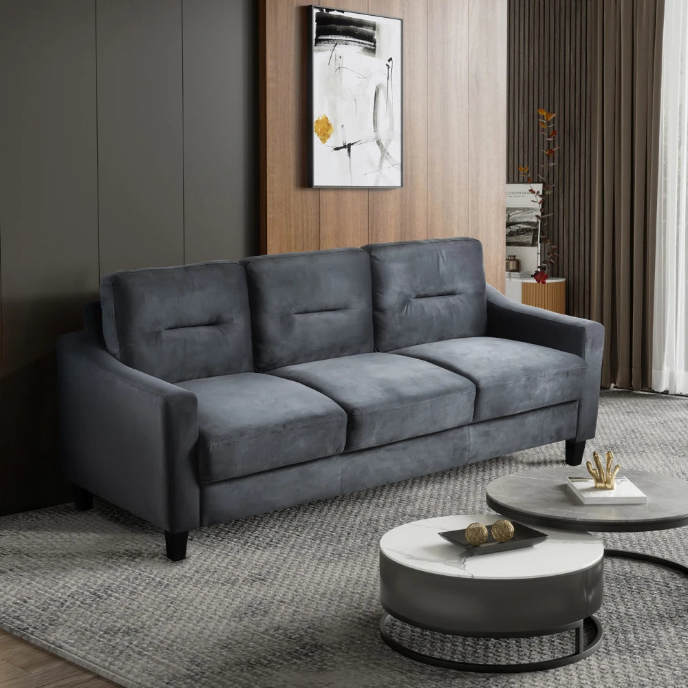 Modern Comfortable Sectional Couch, Flannelette Fabrics Velvet Sofas for Living Room, Bedroom, Office