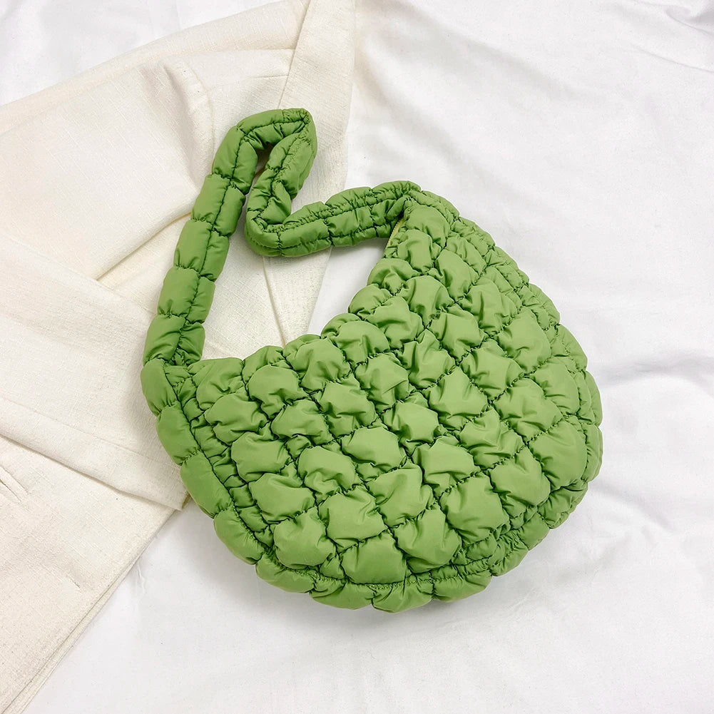 Lattice Pattern Shoulder Crossbody Bags Pleated Bubble Handbags Women Large Capacity Tote Bags Padded Ladies Quilted Shopper Bag