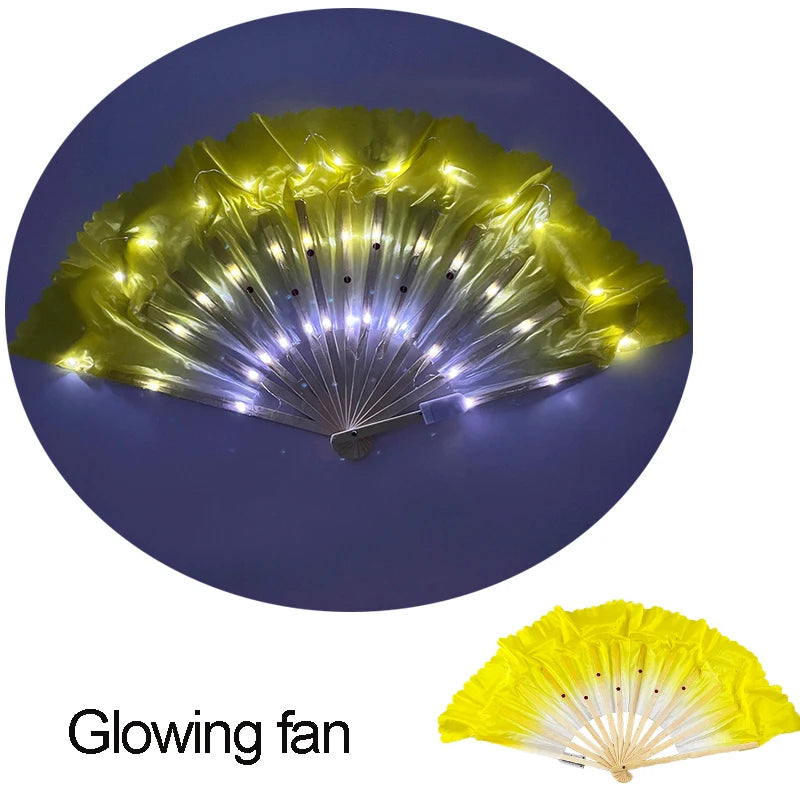 Halloween Carnival party lighting supplies 10inches  LED neon light rave fan  folding luminous fan glowing in the party