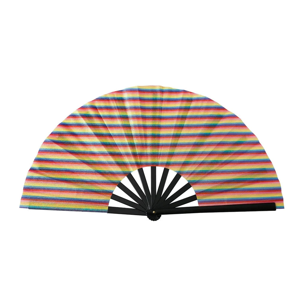 New Sparkling Folding Fan Bright Color Rainbow Starry Sky In The Dark Festival Performance Hand Fans Women Girl Party Dance Fan