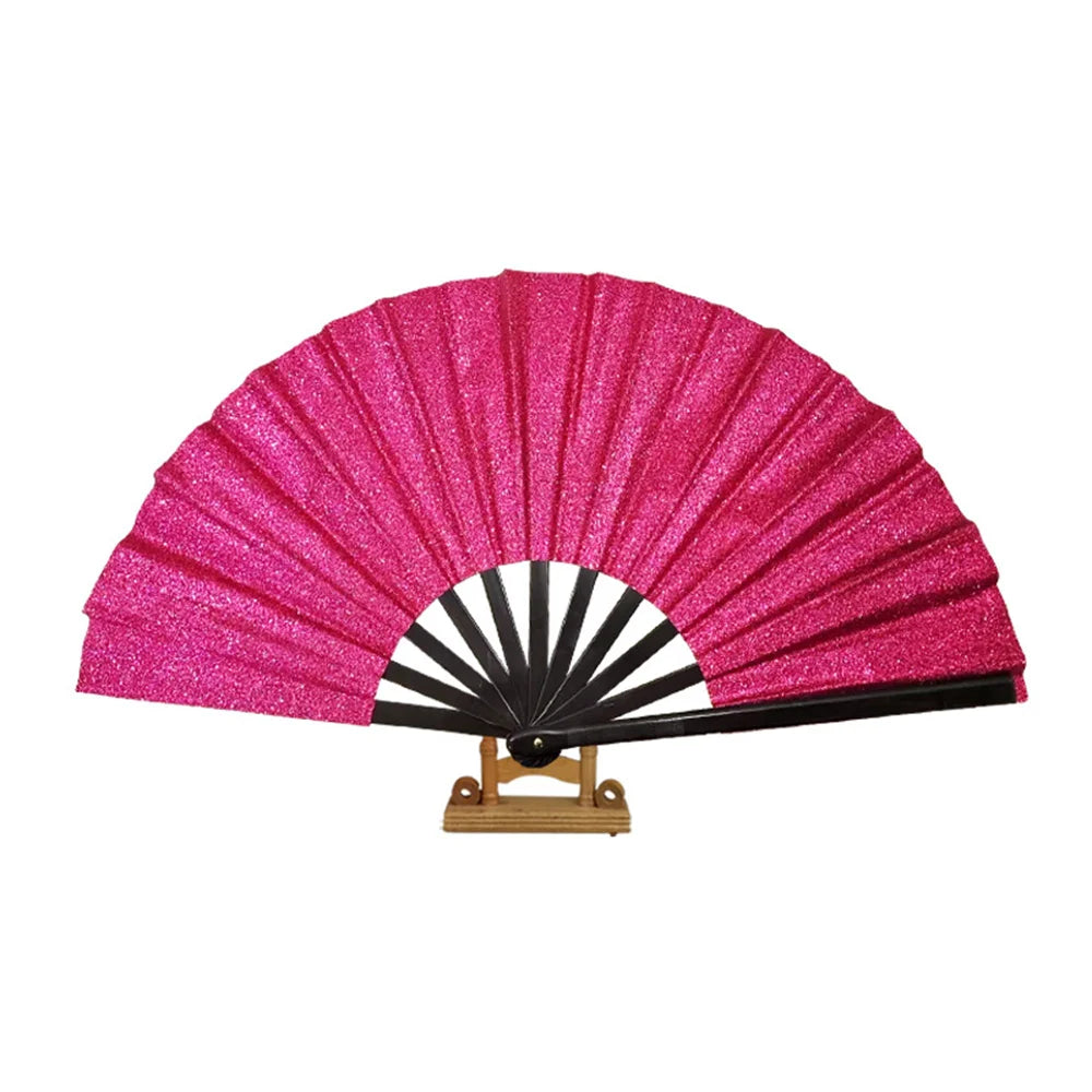 New Sparkling Folding Fan Bright Color Rainbow Starry Sky In The Dark Festival Performance Hand Fans Women Girl Party Dance Fan