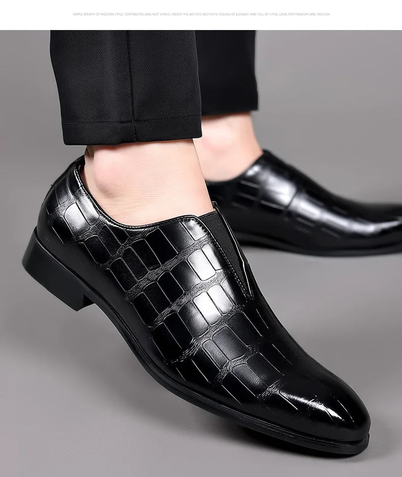 Szie 48 Business Men's Shoes Casual PU Leather Shoes for Men Breathable Loafers Comfortable Classic LowCut Embossed Formal Shoes