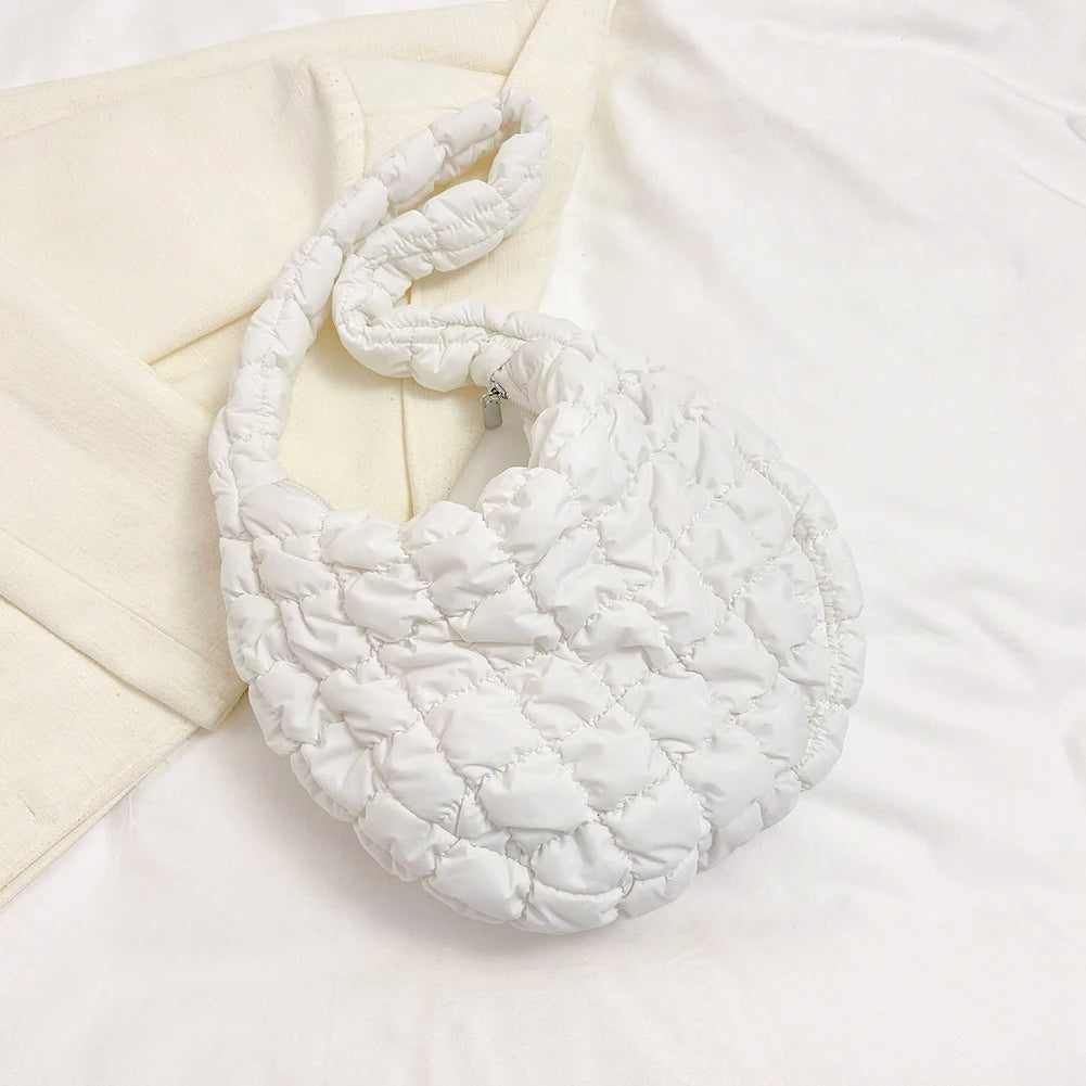 Lattice Pattern Shoulder Crossbody Bags Pleated Bubble Handbags Women Large Capacity Tote Bags Padded Ladies Quilted Shopper Bag