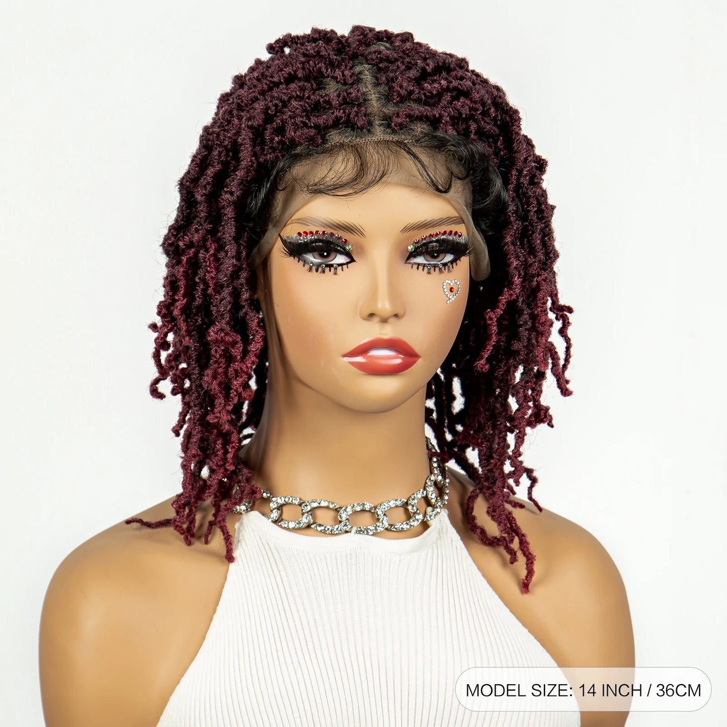 14inch Short Dreadlock Braided Wigs Synthetic Lace Front Knotless Box Braids Wig Faux Locs Braided Wigs with Baby Hair for Women