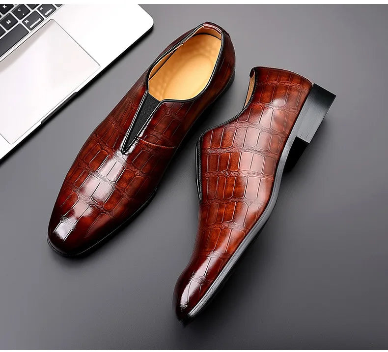 Szie 48 Business Men's Shoes Casual PU Leather Shoes for Men Breathable Loafers Comfortable Classic LowCut Embossed Formal Shoes