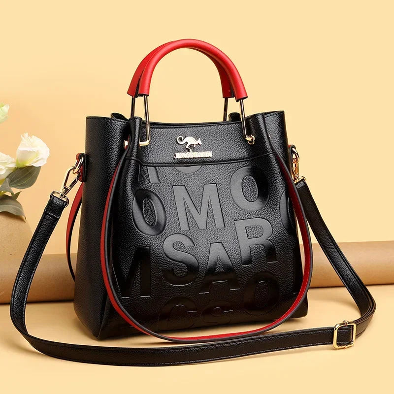 2025 New Crossbody Bag Large Capacity Popular on The Internet Same Western Style Soft Leather Embossed Shoulder Handbag