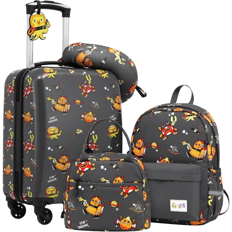 Kid’s Luggage Set 5 Piece Suitcase Set 16’’ Carry on Hardside Spinner Toddler Luggage Travel Rolling Luggage Girls Boys