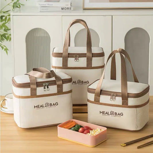 Portable lunch bag food insulated box Waterproof shoulder strap insulated box, hand-held lunch box bag, fresh aluminumA-DH