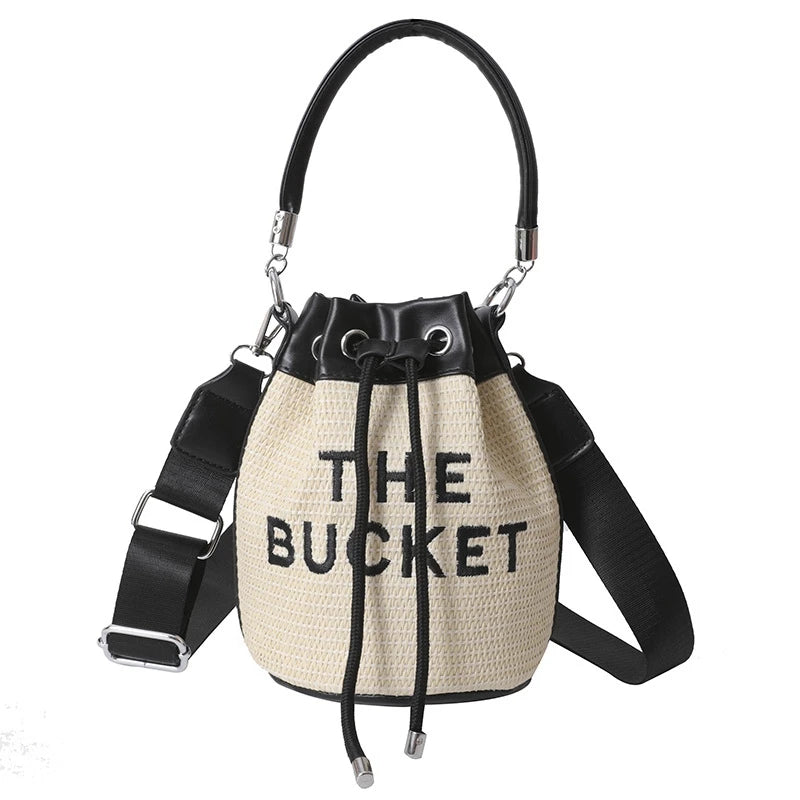 New Fashion Women's Bucket Bag Trend Brand Straw Shoulder Bag High Quality Casual Elegant Crossbody Bag Designer Luxury Handbag