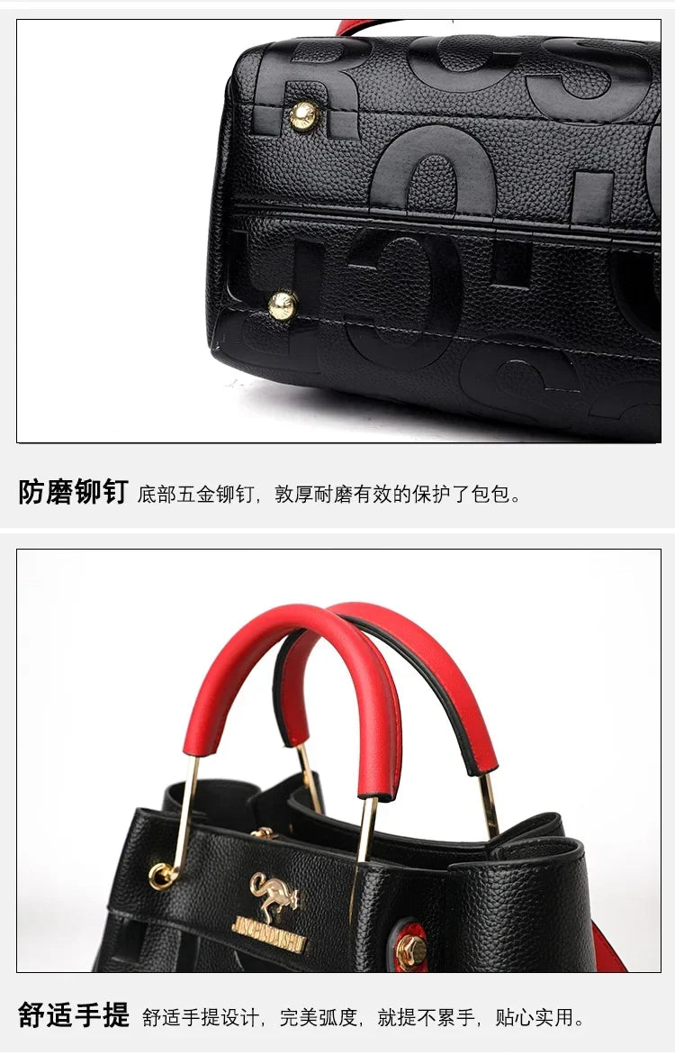 2025 New Crossbody Bag Large Capacity Popular on The Internet Same Western Style Soft Leather Embossed Shoulder Handbag