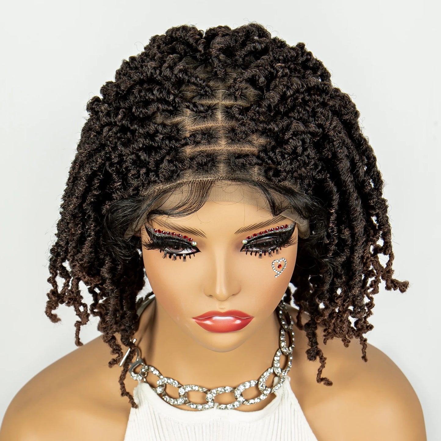 14inch Short Dreadlock Braided Wigs Synthetic Lace Front Knotless Box Braids Wig Faux Locs Braided Wigs with Baby Hair for Women