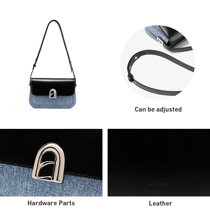 LA FESTIN Women's bag 2024 New Leather Bag Shoulder Crossbody Bag Fashion Designer Small Square Bag free shipping