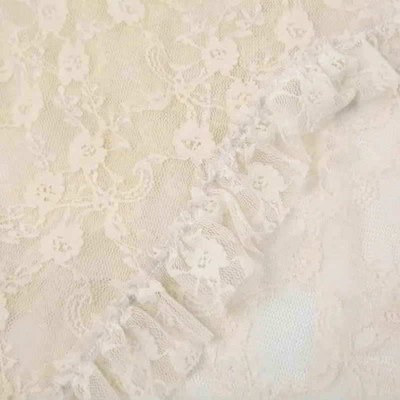 Lace Asymmetrical Skirt Women Vintage Y2K Boho Aesthetic Fashion High Waist Mid Skirts Summer Ladies Holiday Outfits