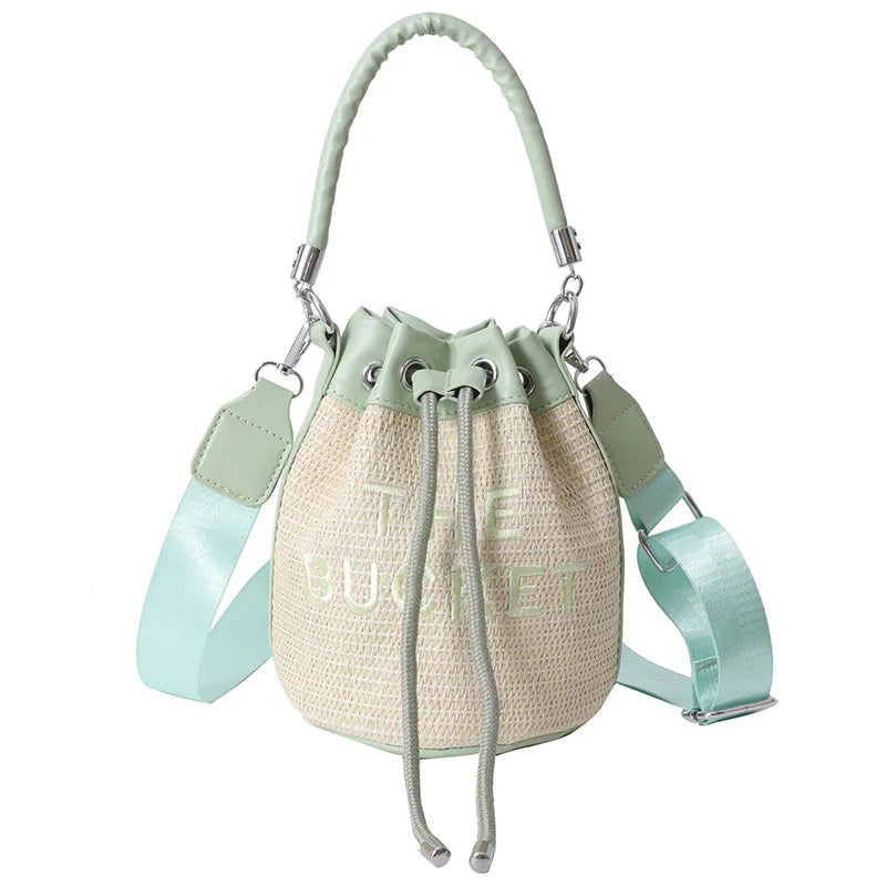 New Fashion Women's Bucket Bag Trend Brand Straw Shoulder Bag High Quality Casual Elegant Crossbody Bag Designer Luxury Handbag