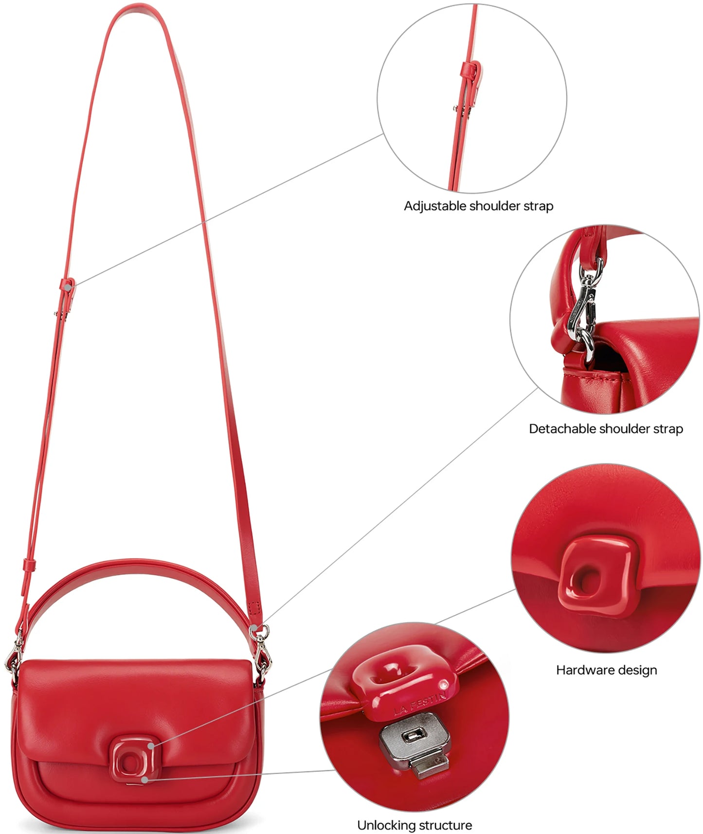 LA FESTIN Designer Women's bag Small Bag 2024 New Crossbody Shoulder Messenger Bag Women's Leather Bag Handbag Fashion Bag