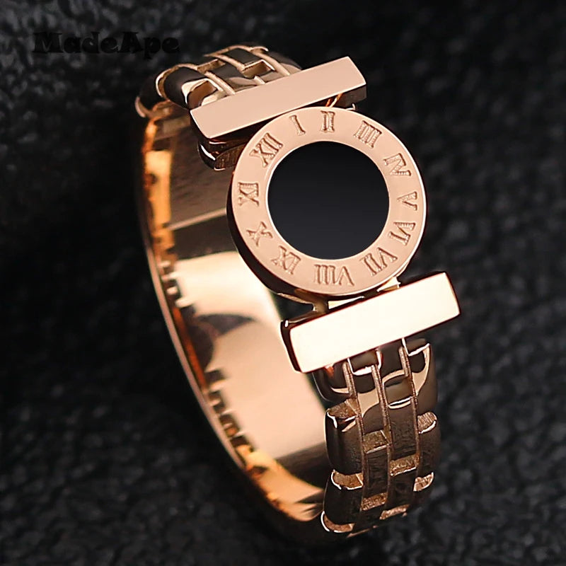 MadApe Fashion Personality Hollow Roman Number Rings 316L Stainless Steel Women Wedding Ring For Women Men Party Jewelry