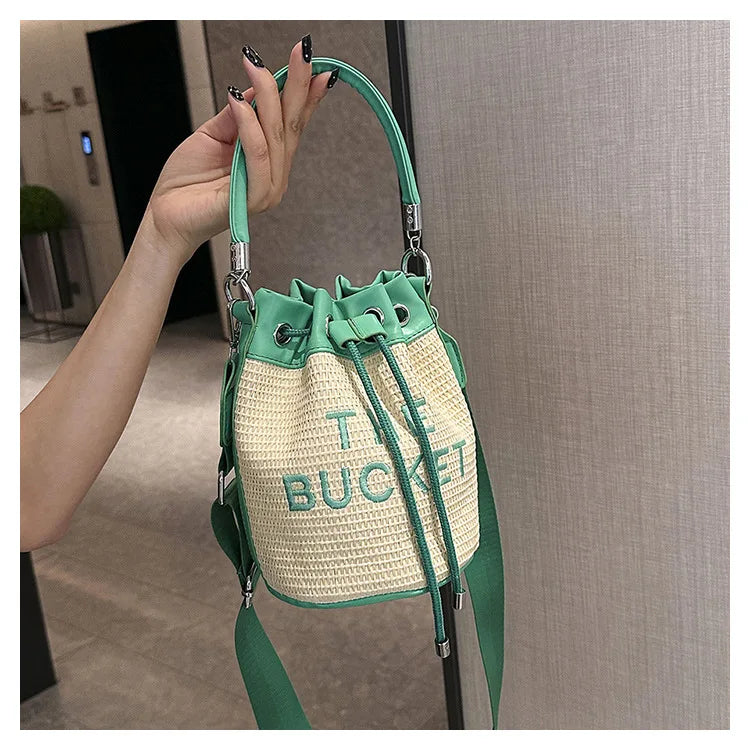 New Fashion Women's Bucket Bag Trend Brand Straw Shoulder Bag High Quality Casual Elegant Crossbody Bag Designer Luxury Handbag