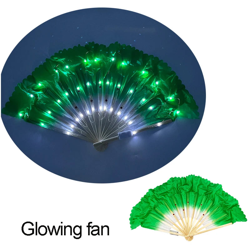 Halloween Carnival party lighting supplies 10inches  LED neon light rave fan  folding luminous fan glowing in the party