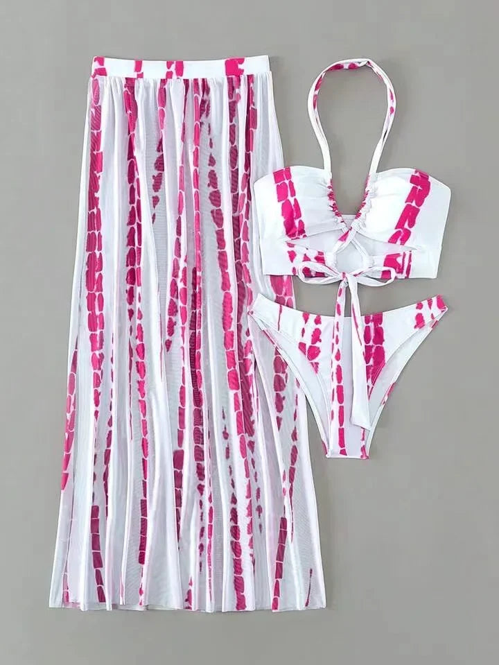 New Hot Sale Of The Season Women's Bikini Swimsuit Three-Piece Set Printed Separate Design Swimming Costume Female Fashionable B