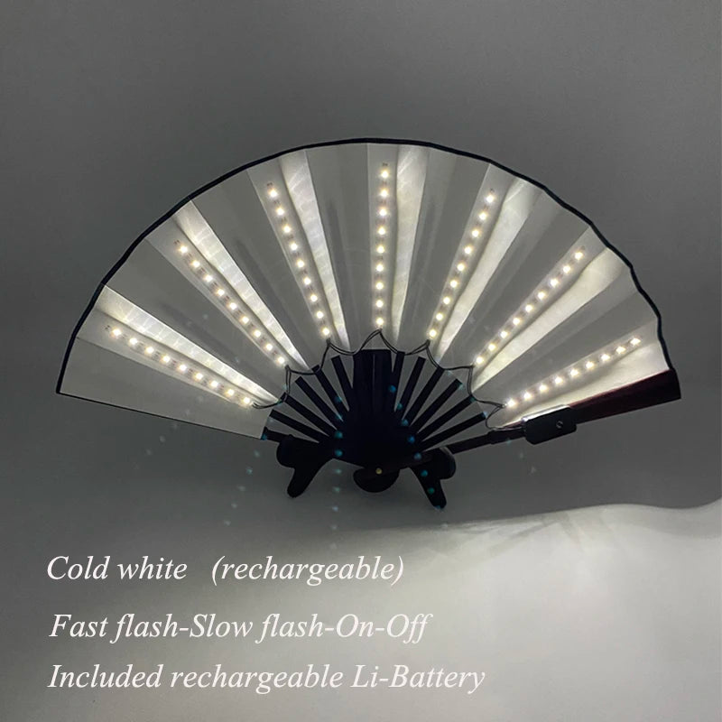 Halloween Carnival party lighting supplies 10inches  LED neon light rave fan  folding luminous fan glowing in the party