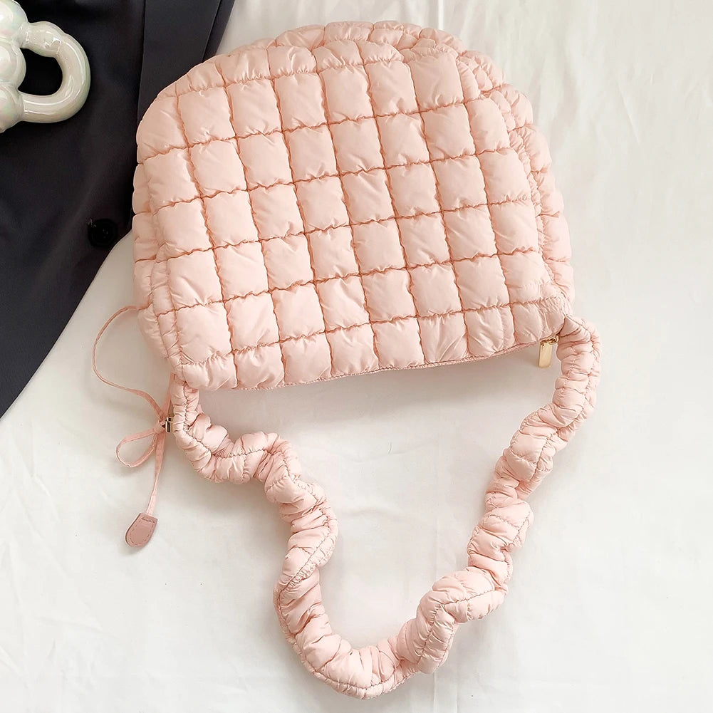 Lattice Pattern Shoulder Crossbody Bags Pleated Bubble Handbags Women Large Capacity Tote Bags Padded Ladies Quilted Shopper Bag