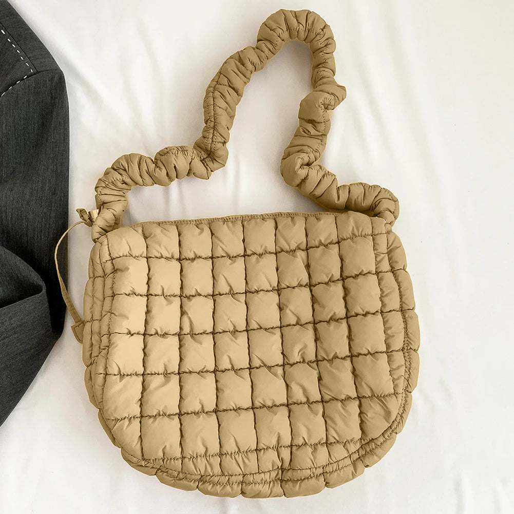 Lattice Pattern Shoulder Crossbody Bags Pleated Bubble Handbags Women Large Capacity Tote Bags Padded Ladies Quilted Shopper Bag